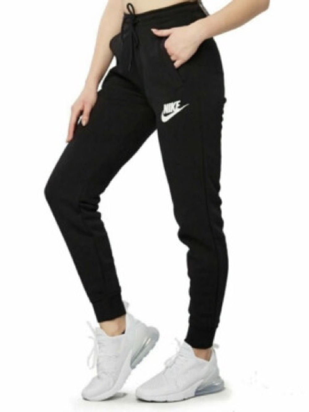 Nike Black Slim Sweatpants with White Swoosh Accent